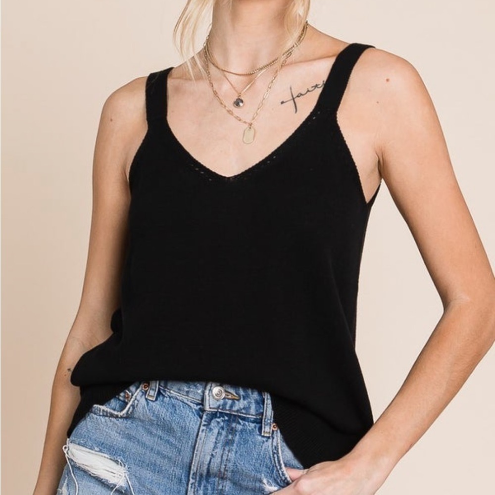 Heyson Sweater Tank Top, Color: Black, Size: 1XL